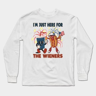 Hot Dog I'm Just Here For The  4Th Of July Long Sleeve T-Shirt